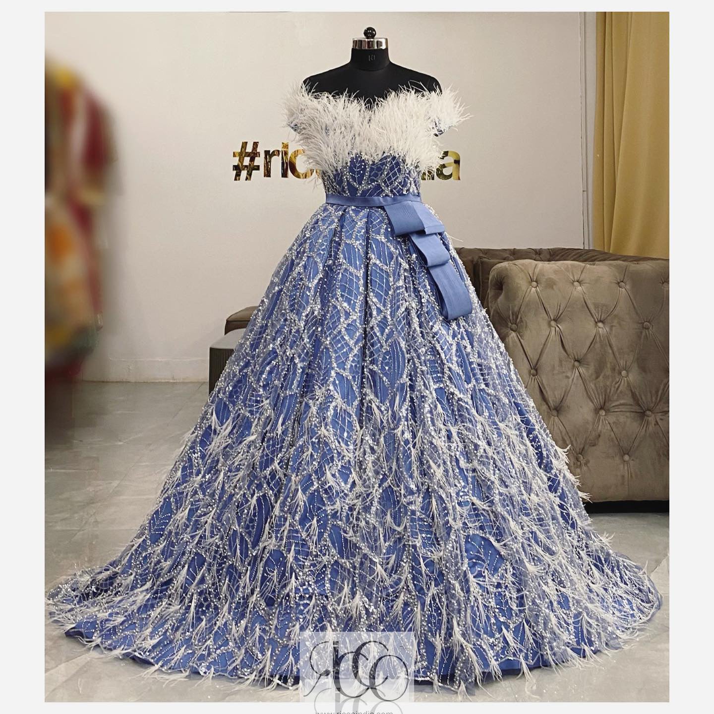 Navy Blue & Silver Prom Dress - Marisela Veludo - Fashion Designer